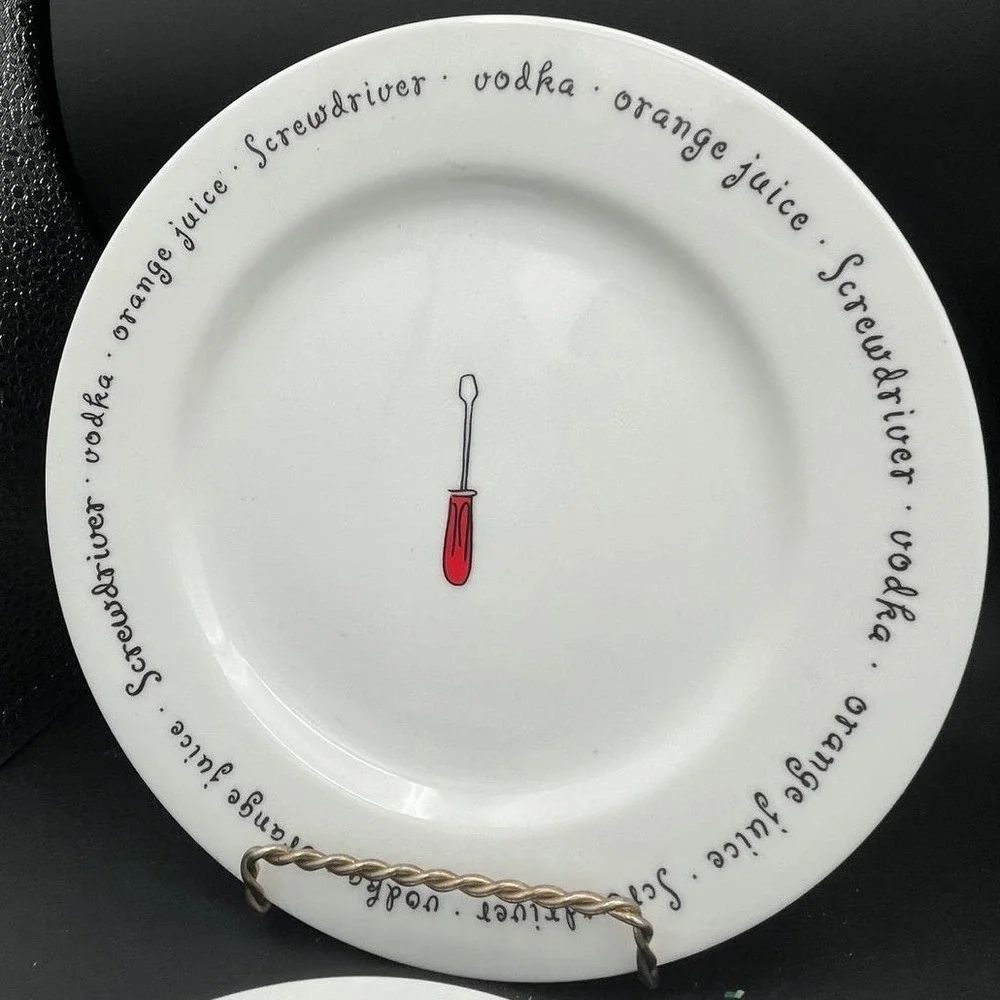 Vintage Y2K Set Of 4 Bar Lingo/Recipe Salad Dessert Snack Plates by Pottery Barn